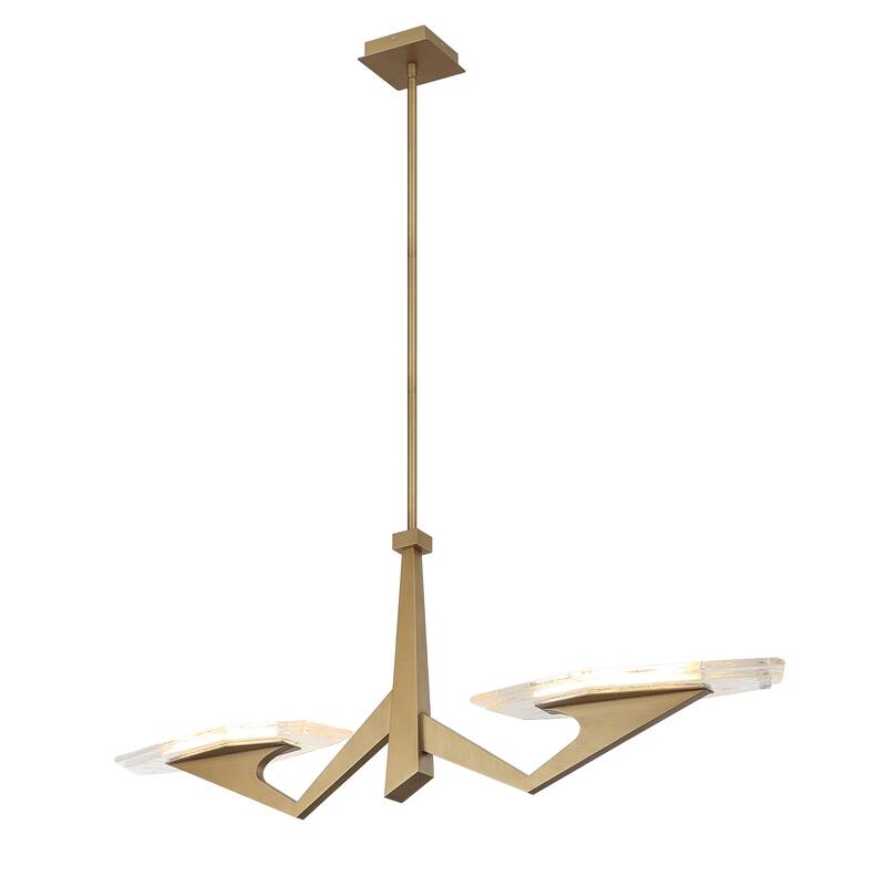 Varaluz Down the Wrong Path 2-Light Linear Pendant - Brass Kisser