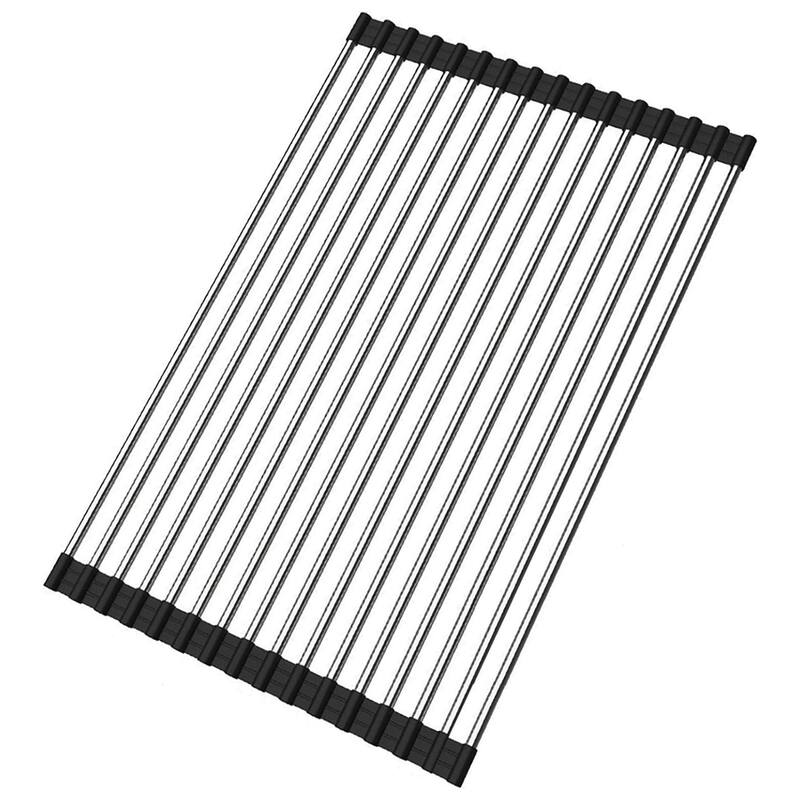 CB HOME 18'' X 13'' Multipurpose Stainless Steel Roll Up Drying Rack, Multifunction Kitchen Sink Roll Up Drying Rack