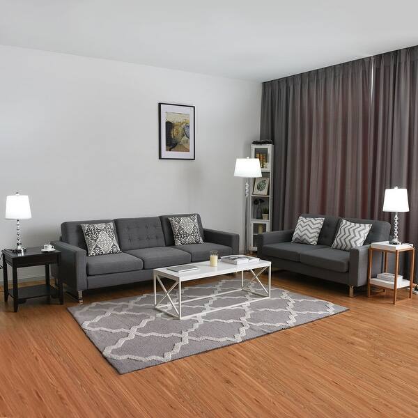 Shop Gymax 3 Piece Lamp Set 2 Table Lamps 1 Floor Lamp Chrome