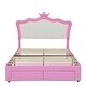 preview thumbnail 5 of 12, Modern Upholstered Princess Bed with Crown Headboard, 2 Drawers,Full