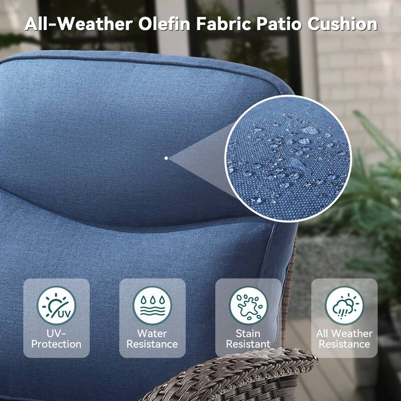 Pocassy Outdoor Sofa Swivel Chair and Ottman with Coffee Table