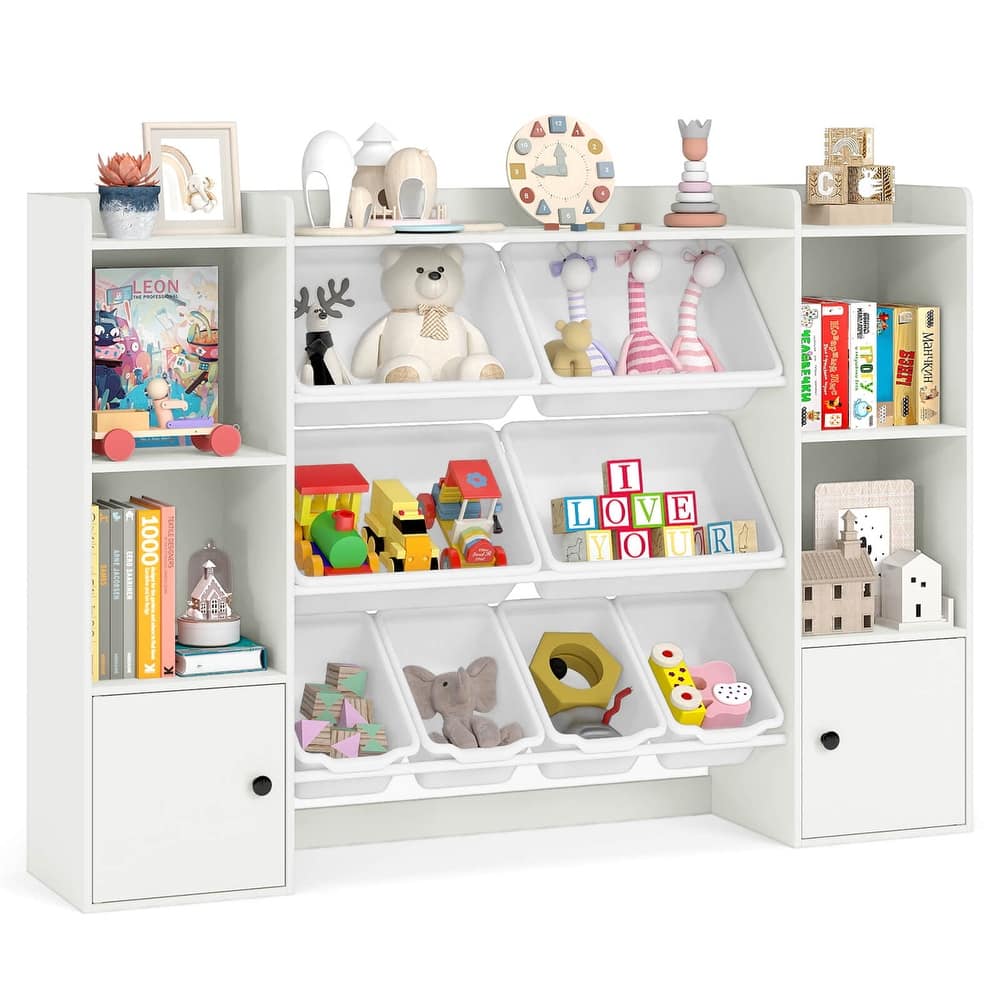 Costway Kids Toy Storage and Bookshelf with 8 Boxes Open Shelves & 2 - See Details