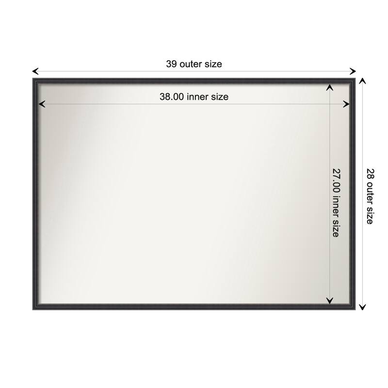 Stylish Black Narrow Non-Beveled Wood Framed Bathroom Vanity Wall Mirror - Stylish Black Narrow - Glass Size 38x27