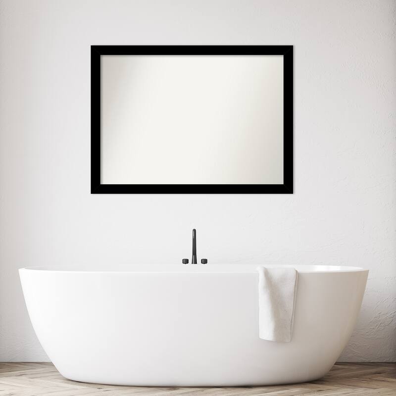 Basic Narrow Non-Beveled Wood Framed Bathroom Vanity Wall Mirror
