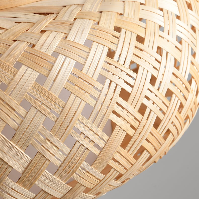 16" Bohemian Natural Bamboo Round Handmade Adjustable Pendant Chandelier