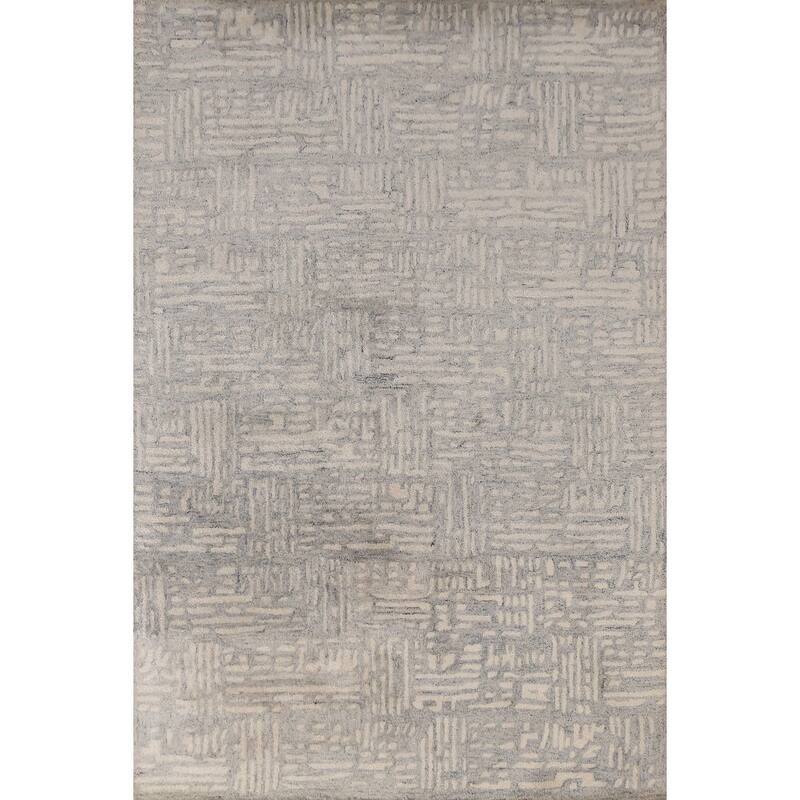 Modern Indian Area Rug Hand-Tufted Wool Carpet - 5'3" x 7'7"