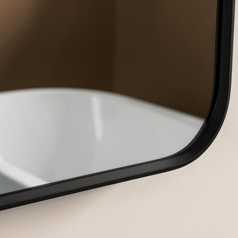 24 in./28 in. W x 36 in. H Bathroom Wall Mounted Arched Anodized Aluminum Framed Mirror
