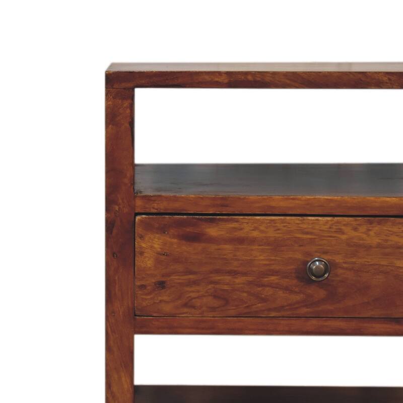 HomeRoots 24" Chestnut Solid Wood One Drawer Nightstand