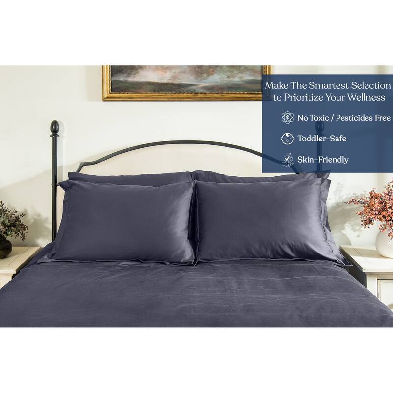 Delara GOTS Certified 100% Organic Cotton Sheet Sets, 400TC Long Staple Cotton, Ultra Soft, Moisture-Wicking,Smooth & Breathable