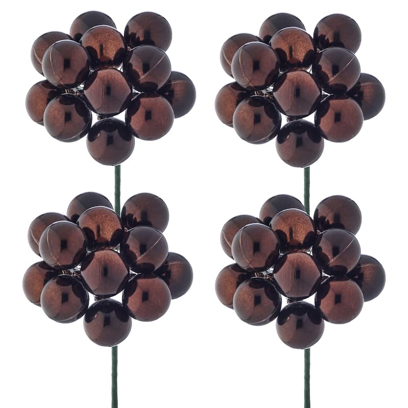 30mm Shatterproof Plastic 12 Bunch Shiney Stemball Set of 4
