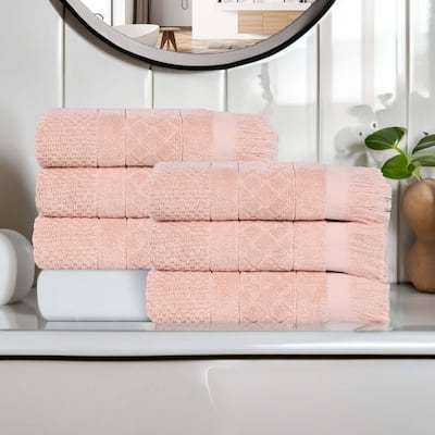 Superior Rolla Cotton Geometric Jacquard Plush Soft Hand Towel Set of 6
