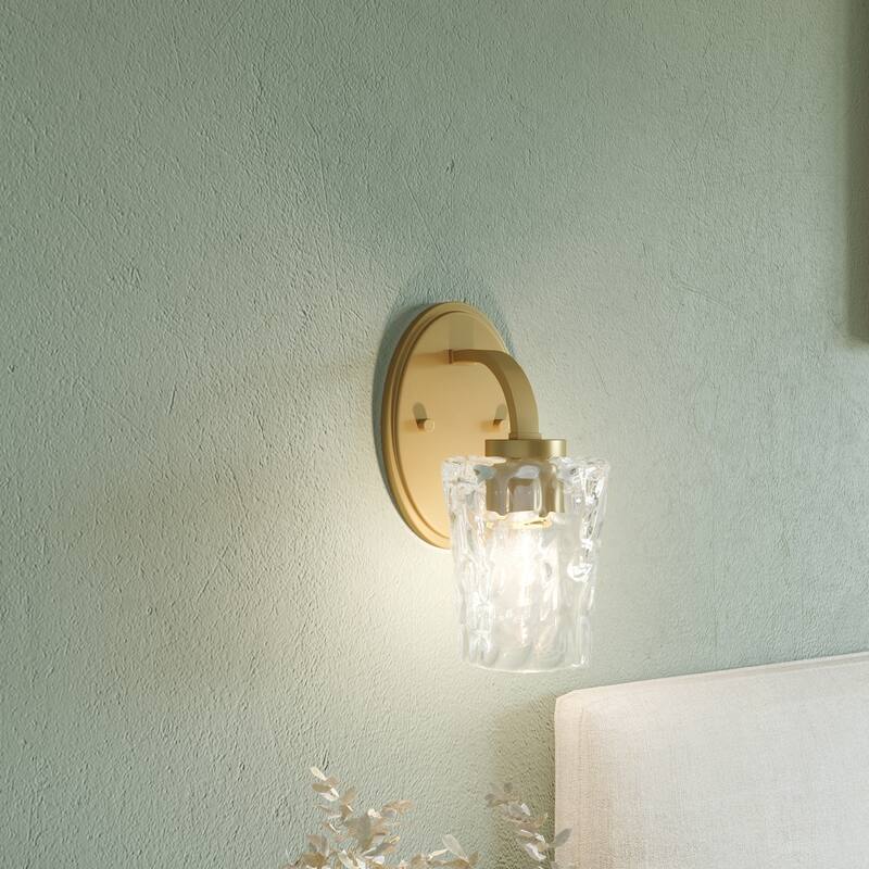 Acroma 1-Light Modern Glam Wall Sconce with Textured Glass Shade