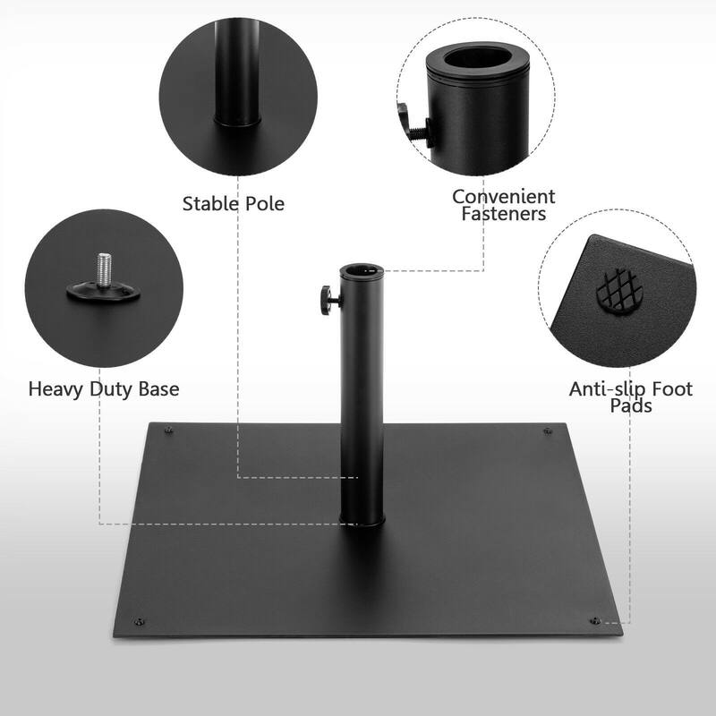 40 lbs Square Umbrella Base Stand with for Backyard Patio - 25'' x 25'' x15'' (L x W x H)