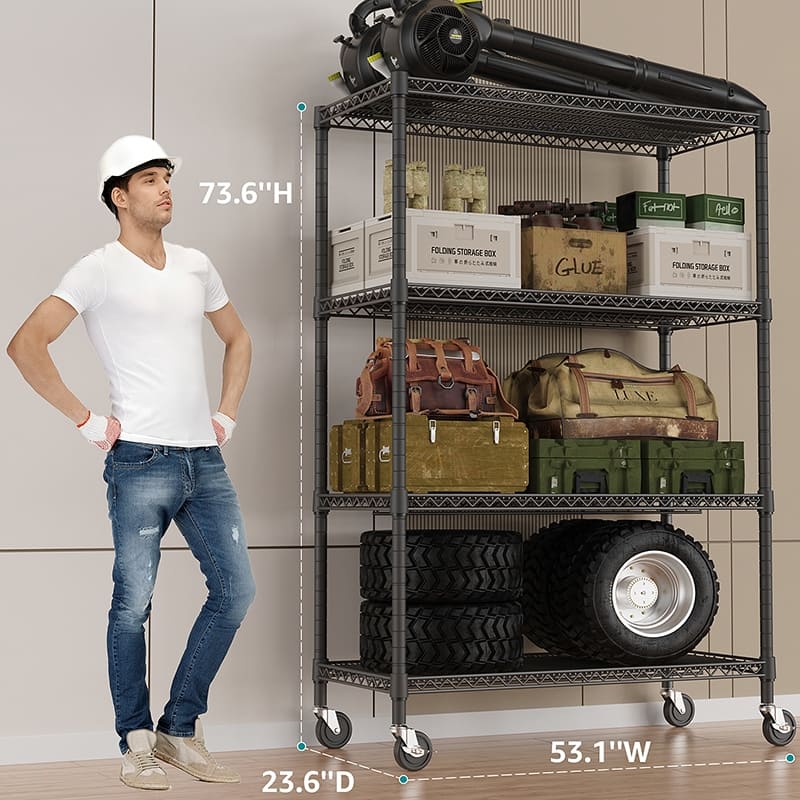 176 LBS Industrial Metal 4 Tier Shelving for Garage, Pantry, Warehouse, Basement Utility Room, Storage Rack Metal Shelving Unit