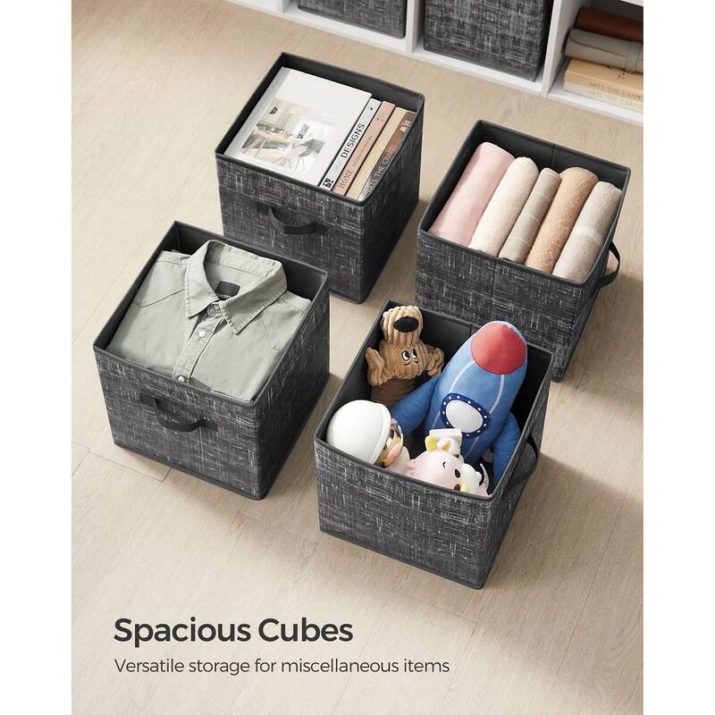 6 Fabric Foldable Storage Cubes with Handles Stylish Print Ideal for Bedroom and Living Room