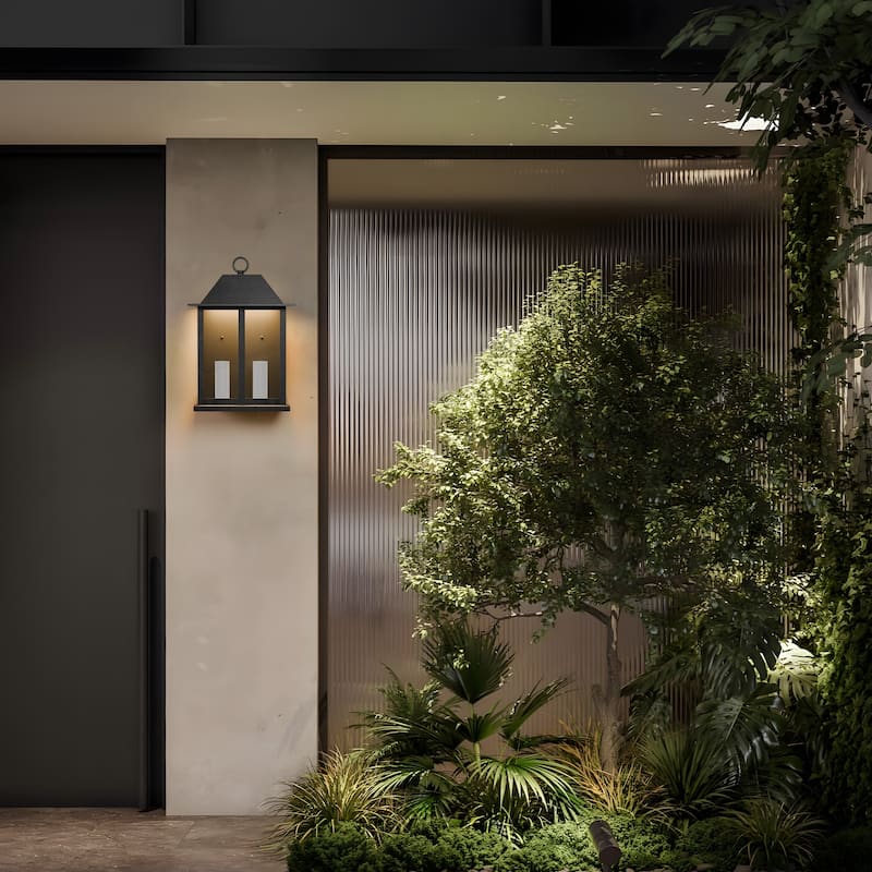 Black Modern Integrated LED Indoor/Outdoor Wall Lantern Sconce