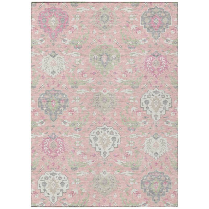 HomeRoots Damask Traditional Rectangle Outdoor Rug