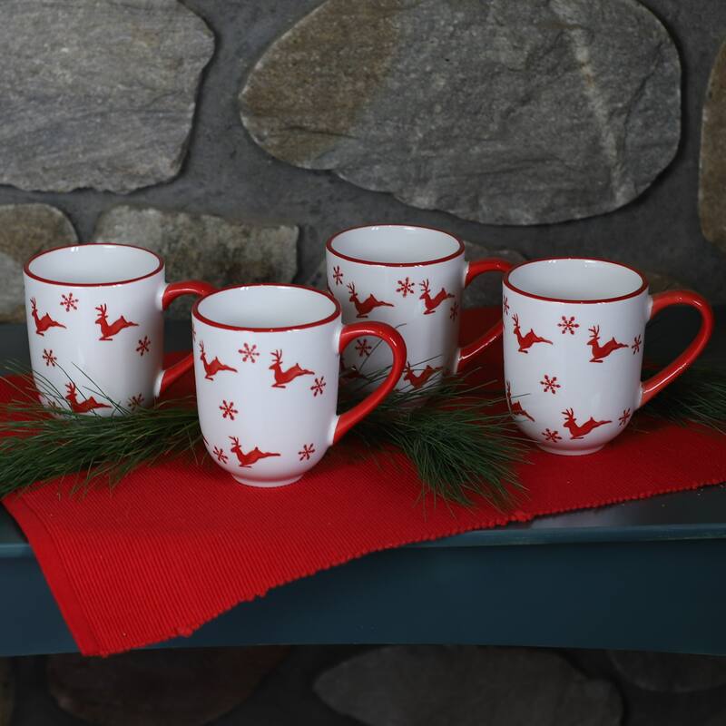 Euro Ceramica Winterfest 4 Piece 12 oz Mugs Set