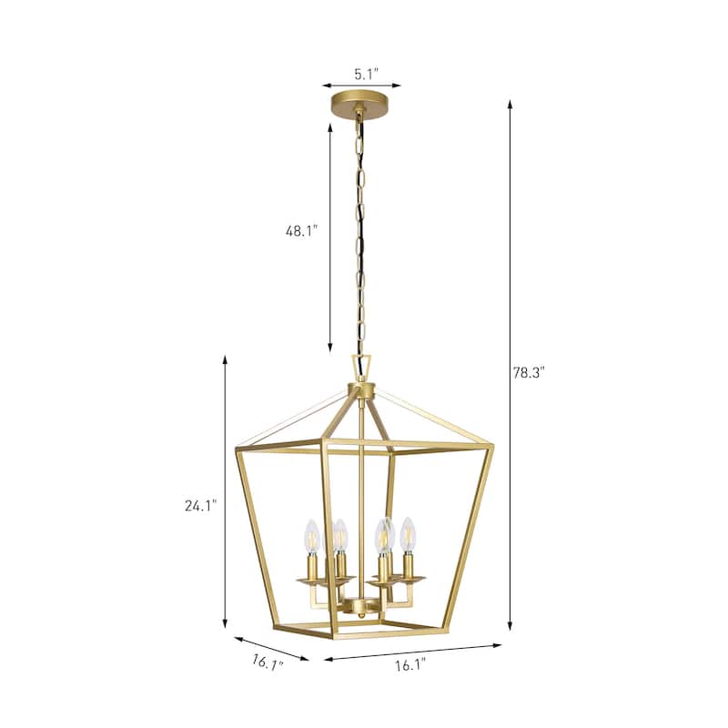 6 - Matte Black/ Gold Light Pendant - 16"x16"x24"