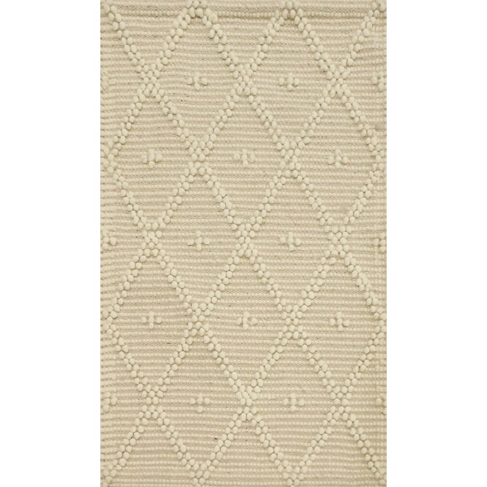 Hand Knotted Oriental 100% Wool Carpet Modern Geometric Beige & Ivories Modern Gotti Design Area Rug - 3' 0'' X 1' 10''