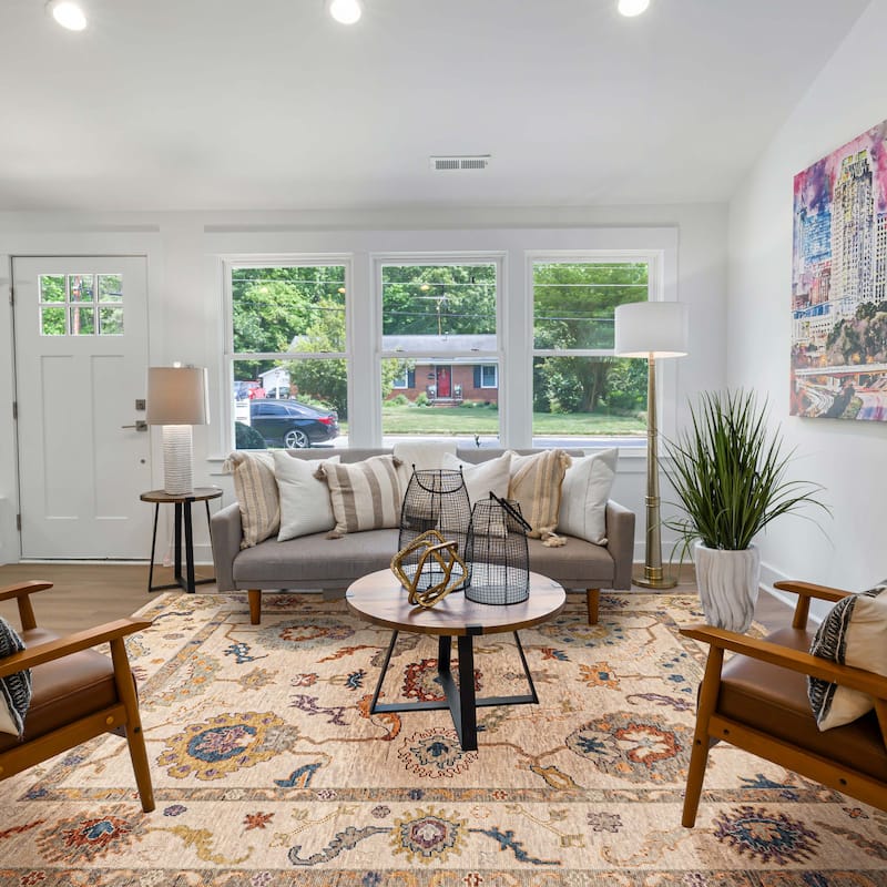 ECARPETGALLERY Hand-knotted Modern Oushak Ivory Wool Rug - 8'1 x 10'1