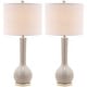 preview thumbnail 8 of 8, SAFAVIEH Lighting 31-inch Mae Long Neck Ceramic Pearl White Table Lamp - 14"x14"x30.5"