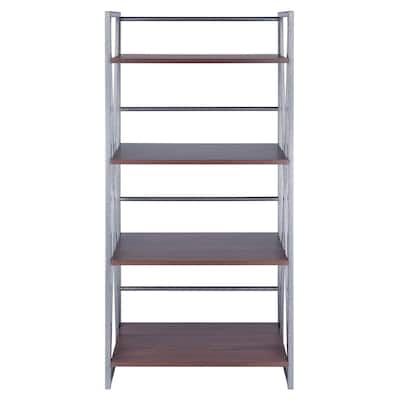 4 Tier Storage Shelf - 48.5" - Graphite and Walnut