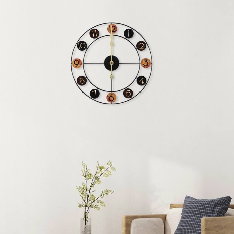 19.7In Round Silent Battery Operated Metal Wall Clocks Bed Bath