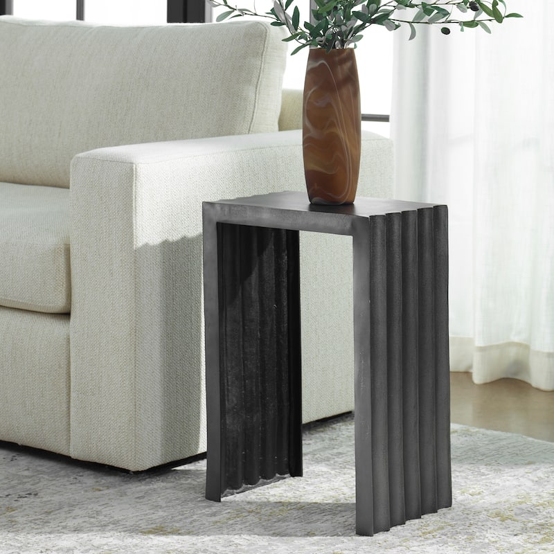 Uttermost In The Groove Aluminum Accent Table - 16"W x 23"H x 10"D