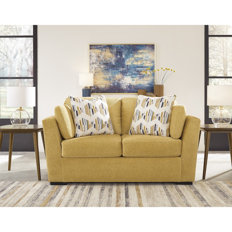 Roundhill Furniture Clareen Upholstered Stationary Loveseat - N/A - Sunflower