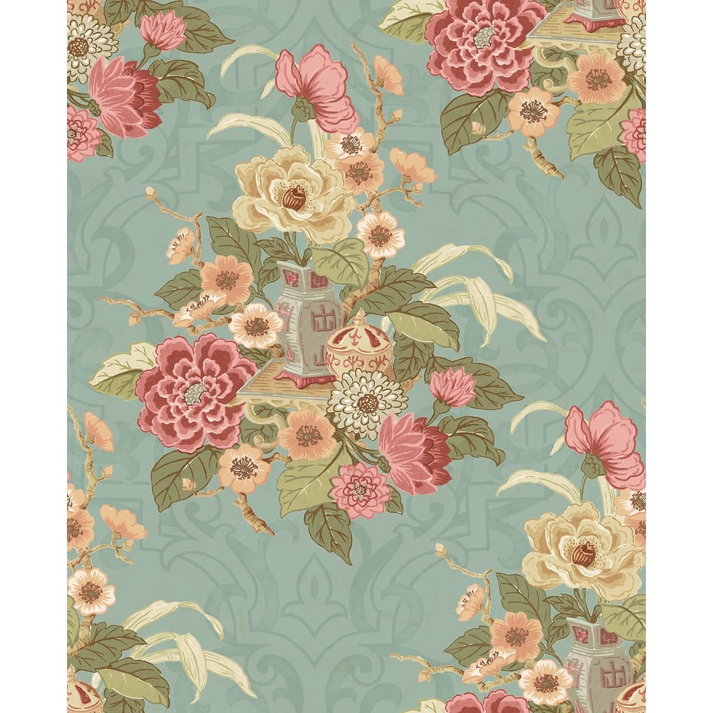 Seabrook Designs Koi Dynasty Floral Unpasted Wallpaper