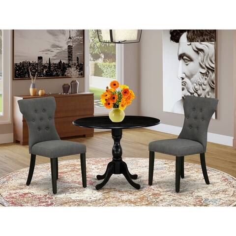 East West Furniture 3 Pc Dining Set includes 1 Dining Table and 2 Parson Dining Chairs with High Back - (Finish Options)