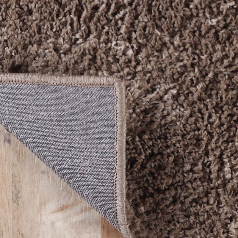 8' Taupe Tufted Handmade Stain Resistant Runner Rug - 3'6"