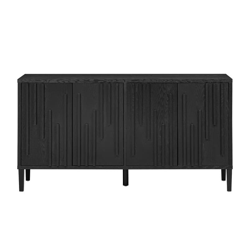 Farmhouse 59.8" Four Door Sideboard with Solid Ash Veneer Storage Buffet TV Stand