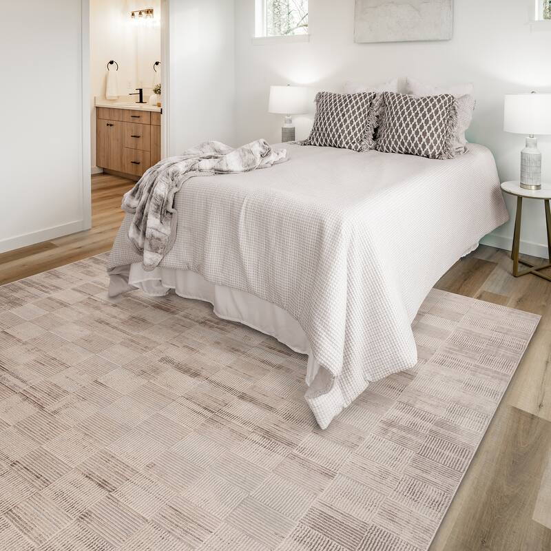 Gertmenian Flora Transitional Casual Modern Soft High-Low Polypropylene Polyester Indoor Area Rug Collection - 8' 9" x 13' 1" - Lyla Beige - Rectangle