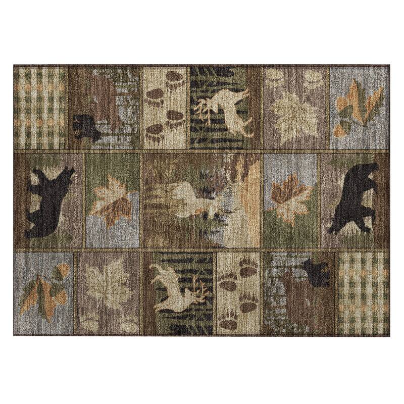 Machine Washable Indoor/ Outdoor Lodge Impressions Chantille Rug