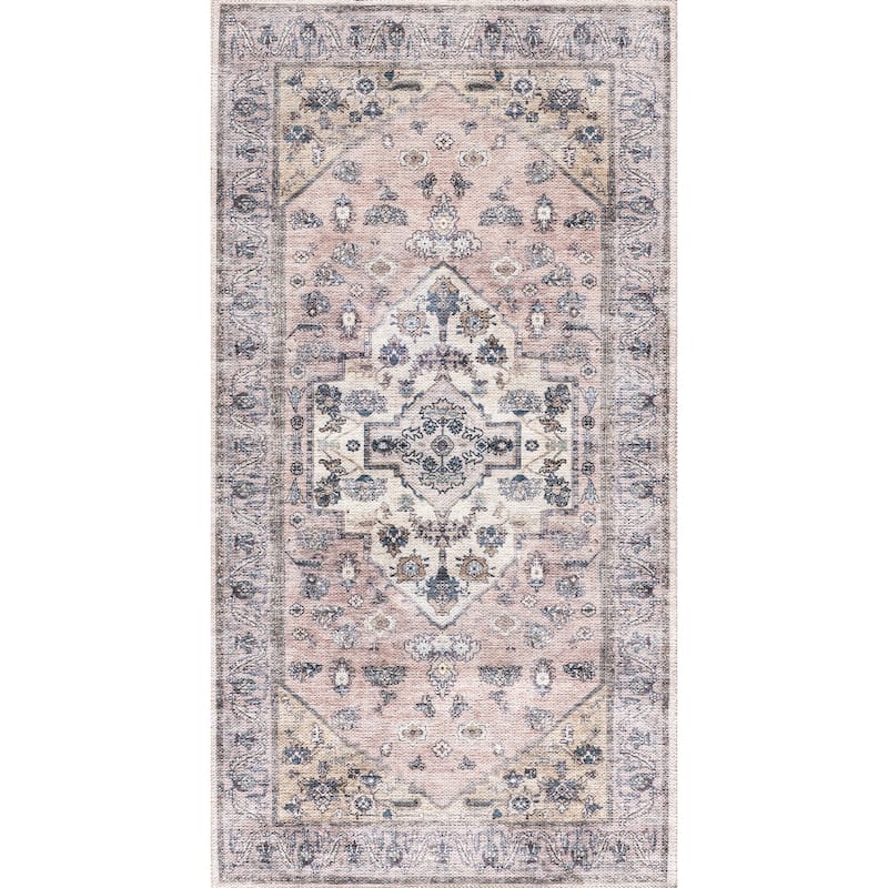 Washable Brilliance Persian Indoor Kitchen & Area Rug - 2' x 3' 9" - Blush/Pink - Rectangle