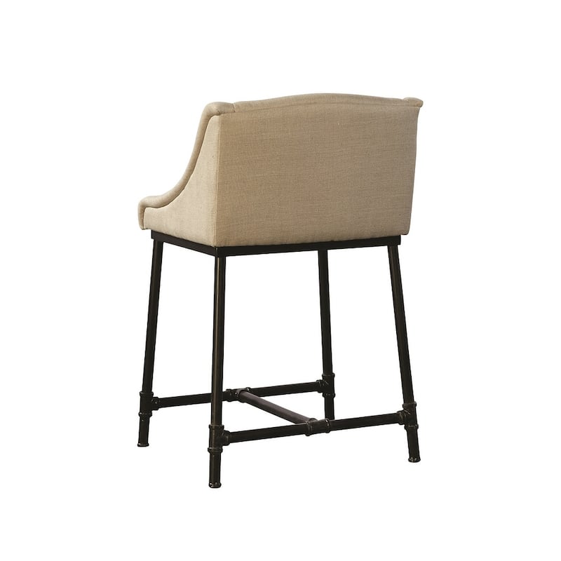Linen & Iron Pipe Counter Stool