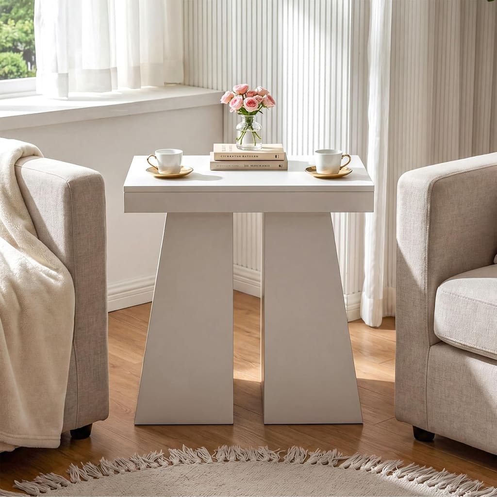 24" Modern White End Tables for Living Room, Sofa Couch Table Nightstand for Bedroom - 13.78" W × 23.62" L × 23.62" H