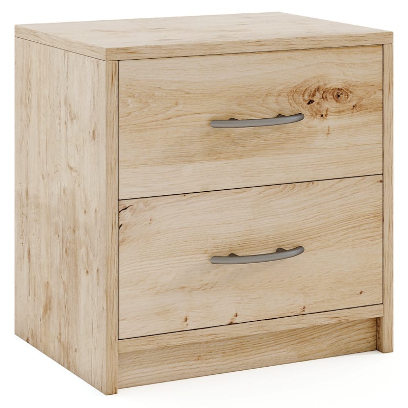 Gymax 2-Drawer Nightstand Modern Bedside Table w/ Storage for Living