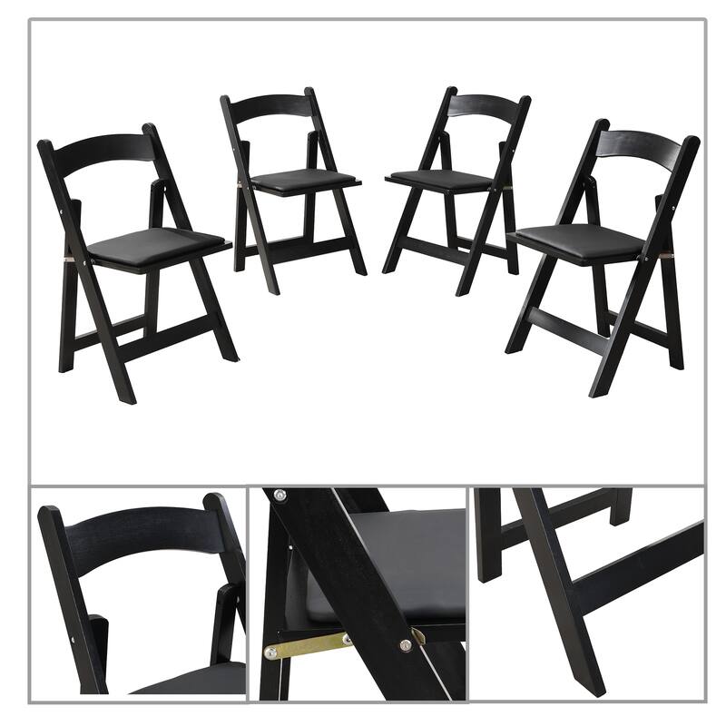 Modern simple style foldable dining chair set with upholstered cushions
