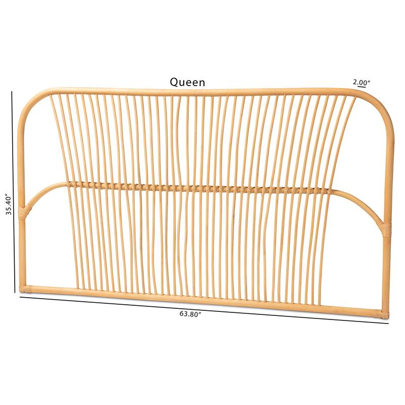 Laina Modern Bohemian Natural Rattan Wall-mountable Headboard-Queen