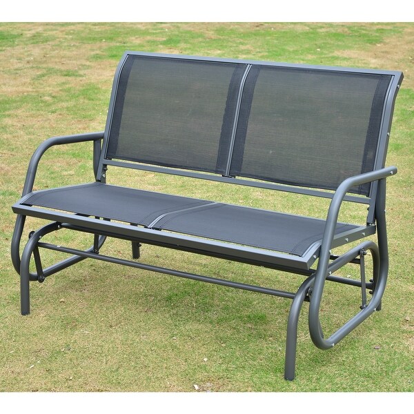 Outsunny Outdoor Black Steel Sling Fabric Double Glider Rocking Bench. Opens flyout.