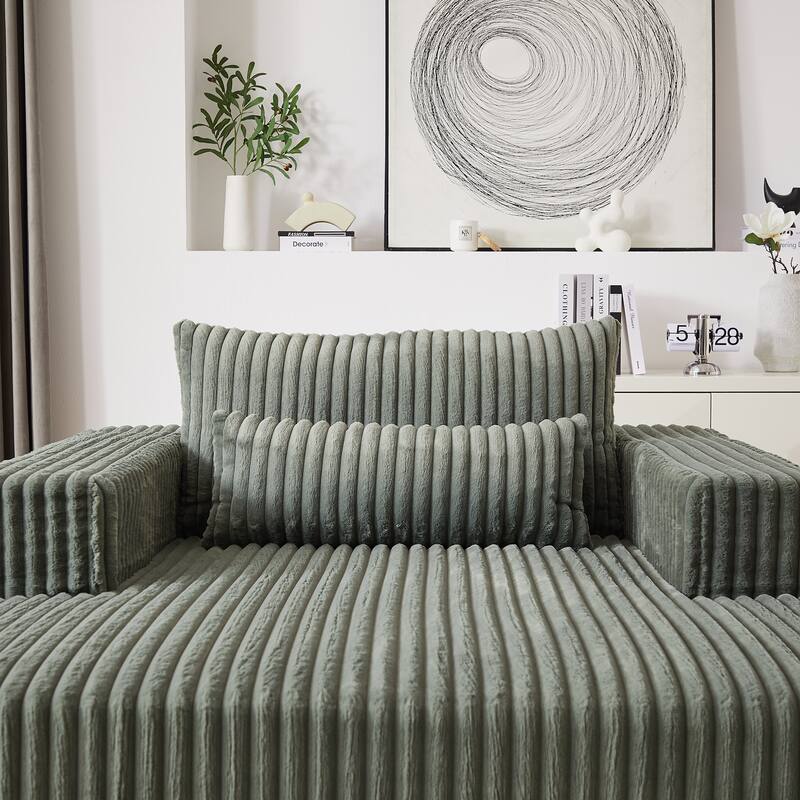 Modern 75" Corduroy Lounge Chair, Soft and Comfortable Sleeper Sofa with Pillow Support for Indoor Spaces