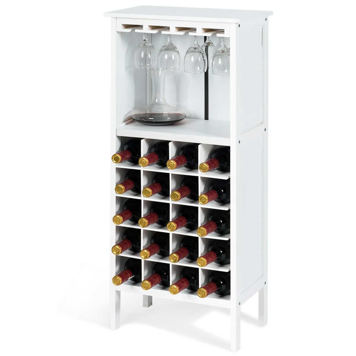 Shop Gymax 20 Bottles Wood Storage Cabinet Wine Rack Display Home