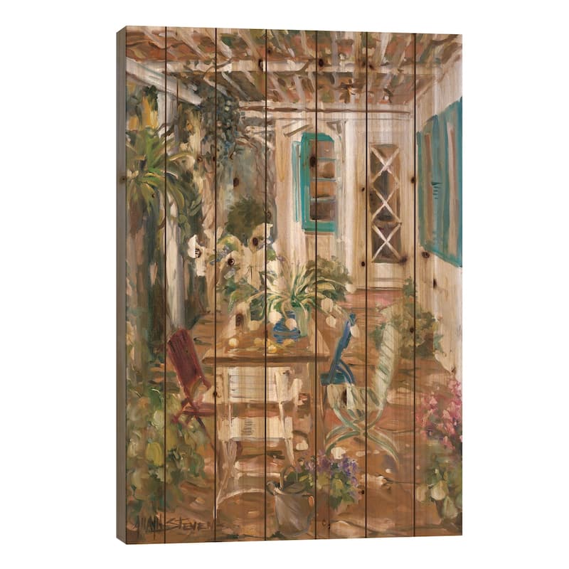 Summer Garden Print On Wood by Allayn Stevens - Multi-Color - 26x18x1.5