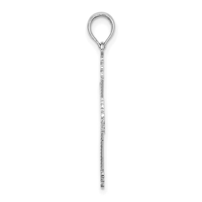 Curata 14k White Gold Rope Design Heart Endcaps Cross Necklace 18mm x 25mm