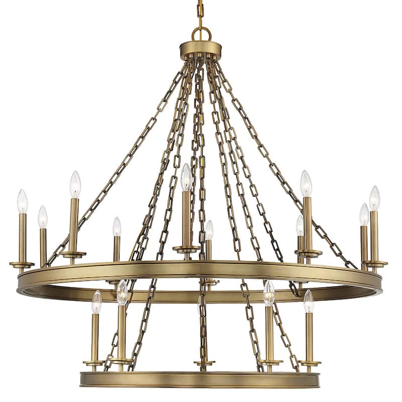 Savoy House Seville 15 Light 45" Wide Taper Candle Chandelier - Warm Brass