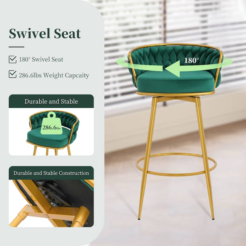 Christopher Knight Home - Lila Modern Gold Finish Swivel Counter Height Bar Stools (Set of 2 )