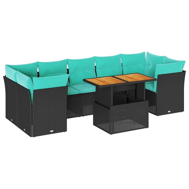 vidaXL Patio Sofa Set with Cushions Modular Lounge Set 6 Piece Poly Rattan - 21.7 x 24.4 x 27.2